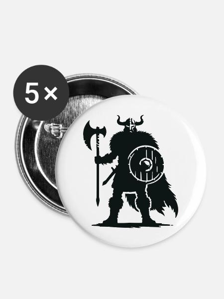 wikinger warrior - Buttons groß 56 mm (5er Pack) - Weiß
