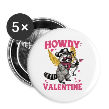 Valentinstag Waschbär Engelflügel Lustig Amor Herz - Buttons groß 56 mm (5er Pack) - Weiß - Vorne