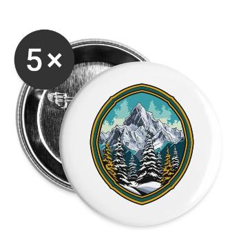 Mountains Forest Summits Ski - Buttons large 2.2''/56 mm (5-pack) - white - Front