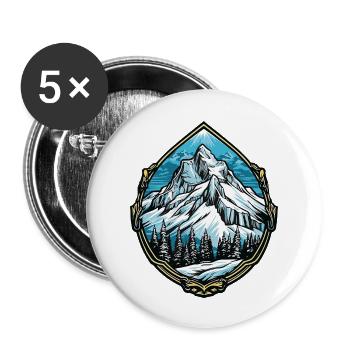 Alps Mountain Peaks - Buttons large 2.2''/56 mm (5-pack) - white - Front