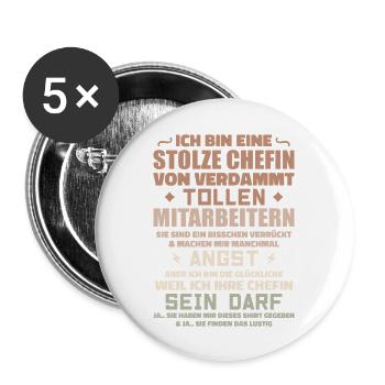 Stolze chefin von verdammt tollen mitarbeitern - Buttons groß 56 mm (5er Pack) - Weiß - Vorne