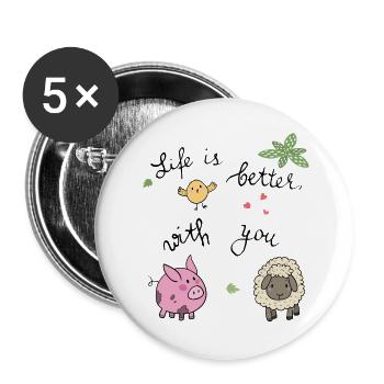Farm, life is better with you - Buttons large 2.2''/56 mm (5-pack) - white - Front