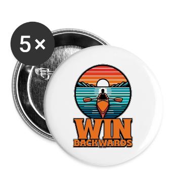 Water Rowing Win Backwards Loves Boating Canoeing - Buttons large 2.2''/56 mm (5-pack) - white - Front