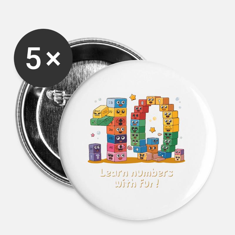 ZAHL TAG - Buttons groß 56 mm (5er Pack) - Weiß