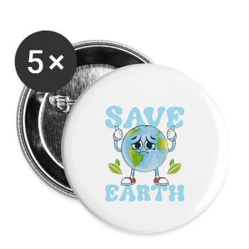 Let's Save Our Earth Earth Day Planet - Buttons large 2.2''/56 mm (5-pack) - white - Front