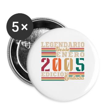 Millésime Janvier 2005 Cadeaux d’anniversaire - Lot de 5 grands badges (56 mm) - blanc - Devant