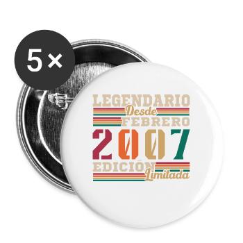 February 2007 Retro Vintage Birthday Gift - Buttons large 2.2''/56 mm (5-pack) - white - Front