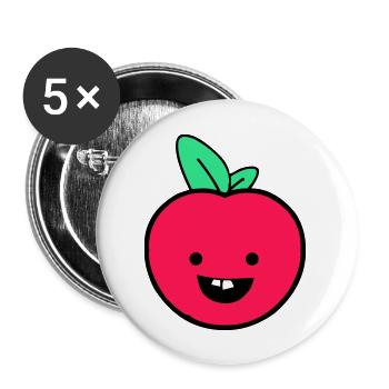 apfel smile - Buttons groß 56 mm (5er Pack) - Weiß - Vorne