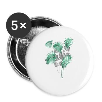 Tropical Leaves Design - Buttons groß 56 mm (5er Pack) - Weiß - Vorne