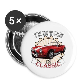 I´m not old I´m Classic Geschenk Funny Cars - Buttons groß 56 mm (5er Pack) - Weiß - Vorne