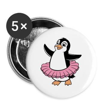 Cheerful penguin in ballet style - Buttons large 2.2''/56 mm (5-pack) - white - Front