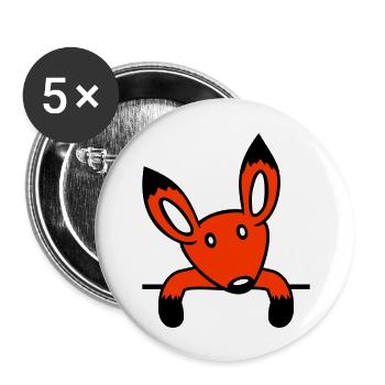 Fuchs Rotfuchs Hinter Zaun Mauer Wand Guckt Süß - Buttons groß 56 mm (5er Pack) - Weiß - Vorne