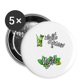 Mojito Queen - Buttons large 2.2''/56 mm (5-pack) - white - Front
