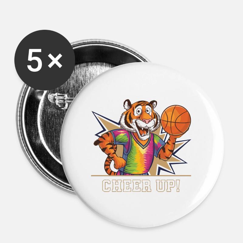 BASKETBALL - Buttons large 2.2''/56 mm (5-pack) - white