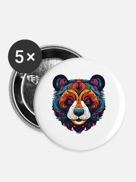 Panda Portrait - Buttons groß 56 mm (5er Pack) - Weiß