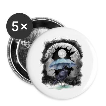 Halloween Bird Raven Crow Crow Forest Moon - Buttons large 2.2''/56 mm (5-pack) - white - Front
