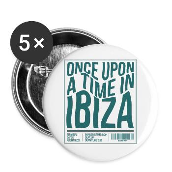 Once Upon a Time in Ibiza – Retro Travel Vibes - Buttons large 2.2''/56 mm (5-pack) - white - Front