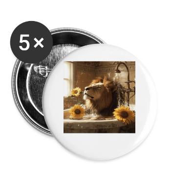 Löwe - Buttons groß 56 mm (5er Pack) - Weiß - Vorne