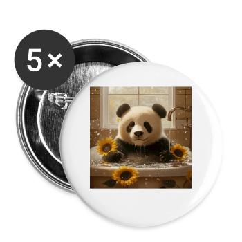 Panda - Buttons groß 56 mm (5er Pack) - Weiß - Vorne