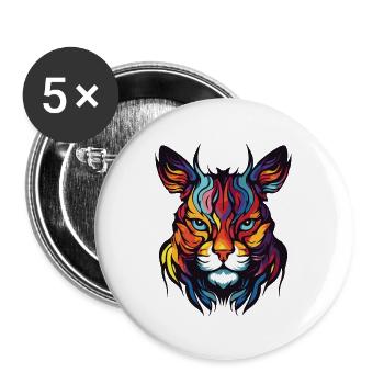Cat Portrait Head - Buttons large 2.2''/56 mm (5-pack) - white - Front