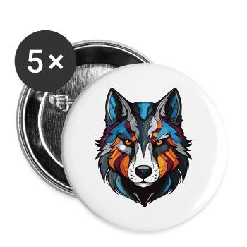 Husky Dog Portrait - Buttons large 2.2''/56 mm (5-pack) - white - Front