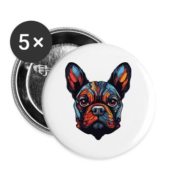 French Bulldog Dog Portrait - Buttons large 2.2''/56 mm (5-pack) - white - Front