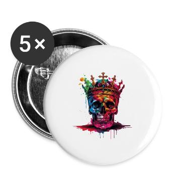 Couronne de crâne de roi - Lot de 5 grands badges (56 mm) - blanc - Devant