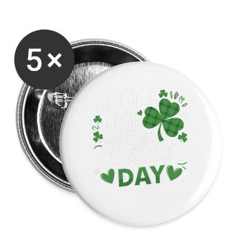Just a Girl Who Loves St. Patrick's Day Shamrock - Buttons groß 56 mm (5er Pack) - Weiß - Vorne