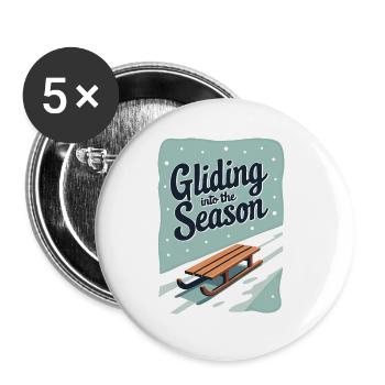 Gliding into the Season - Buttons groß 56 mm (5er Pack) - Weiß - Vorne