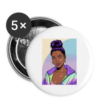 Anime Woman - Buttons large 2.2''/56 mm (5-pack) - white - Front