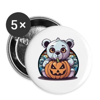 Halloween Enfant Enfants Teddy Citrouille Ours Magique - Lot de 5 grands badges (56 mm) - blanc - Devant