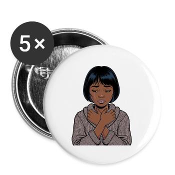 Anime Woman - Buttons large 2.2''/56 mm (5-pack) - white - Front