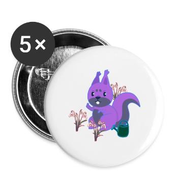 Squirrel Spring Flowers Gardening Flowers - Buttons large 2.2''/56 mm (5-pack) - white - Front