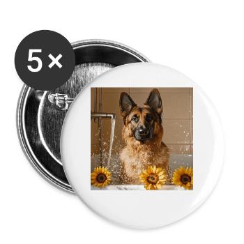 Deutscher Schäferhund - Buttons groß 56 mm (5er Pack) - Weiß - Vorne