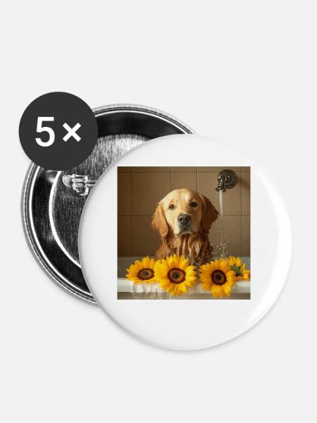 Golden Retriever - Buttons groß 56 mm (5er Pack) - Weiß
