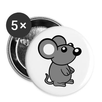 Maus Mäuschen Süße Kleine Ratte Nager Freundlich - Buttons groß 56 mm (5er Pack) - Weiß - Vorne