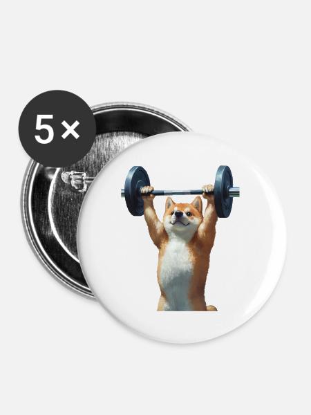 Shiba Inu - Buttons groß 56 mm (5er Pack) - Weiß