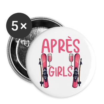 Après-ski pour filles - Lot de 5 grands badges (56 mm) - blanc - Devant