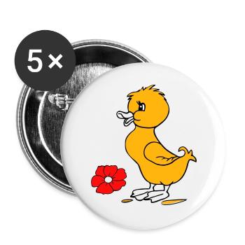 Poussins de Pâques Joyeuses Pâques - Lot de 5 grands badges (56 mm) - blanc - Devant