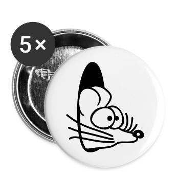 Maus Wand Loch Mauseloch Guckt Süß Lustig Comic - Buttons groß 56 mm (5er Pack) - Weiß - Vorne