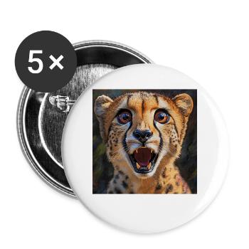 Gepard - Buttons groß 56 mm (5er Pack) - Weiß - Vorne
