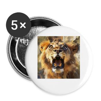 Löwe - Buttons groß 56 mm (5er Pack) - Weiß - Vorne