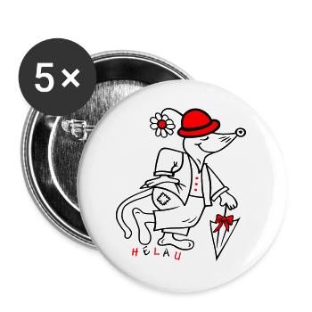 Fasching - Buttons groß 56 mm (5er Pack) - Weiß - Vorne