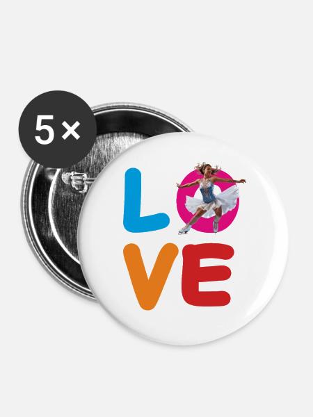 EISKUNSTLAUF LOVE - Buttons groß 56 mm (5er Pack) - Weiß