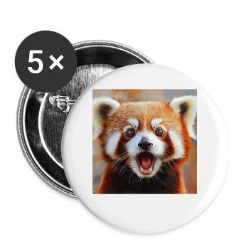 Roter Panda - Buttons groß 56 mm (5er Pack) - Weiß - Vorne