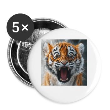 Tiger - Buttons groß 56 mm (5er Pack) - Weiß - Vorne