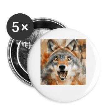Wolf - Buttons groß 56 mm (5er Pack) - Weiß - Vorne