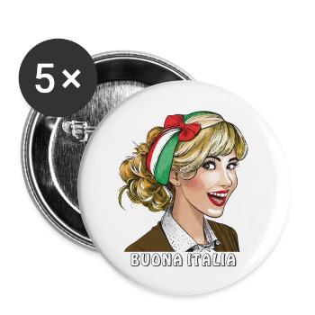 FEMME ITALIE BUONA ITALIA - Lot de 5 grands badges (56 mm) - blanc - Devant
