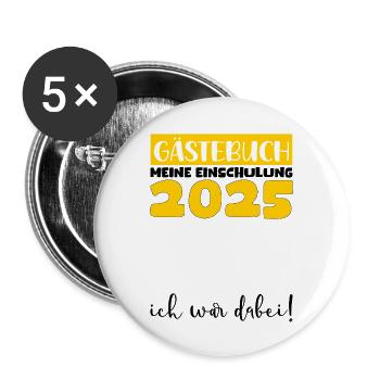 Guestbook School Enrollment 2025 Young Girls Schoolchild - Buttons large 2.2''/56 mm (5-pack) - white - Front