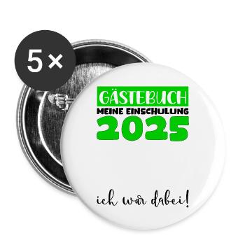 Guestbook School Enrollment 2025 Young Girls Schoolchild - Buttons large 2.2''/56 mm (5-pack) - white - Front